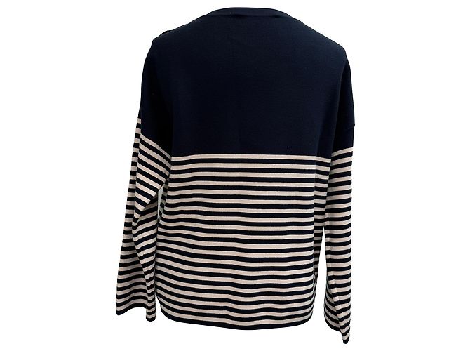 Gestreifter Pullover von Max Mara Studio aus marineblauer Viskose - Ansicht 3
