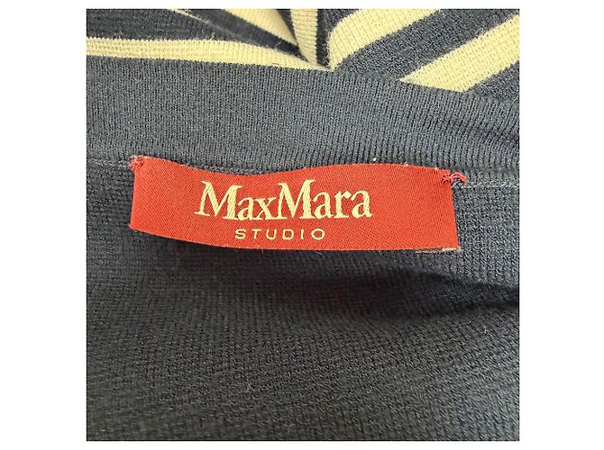 Gestreifter Pullover von Max Mara Studio aus marineblauer Viskose - Ansicht 4