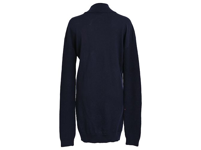 Jw Anderson Pullover mit Stehkragen aus marineblauer Wolle mit Häkelpatch - Ansicht 3