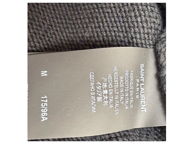 Saint Laurent Distressed Knitted Sweater in Black Cotton - view 5