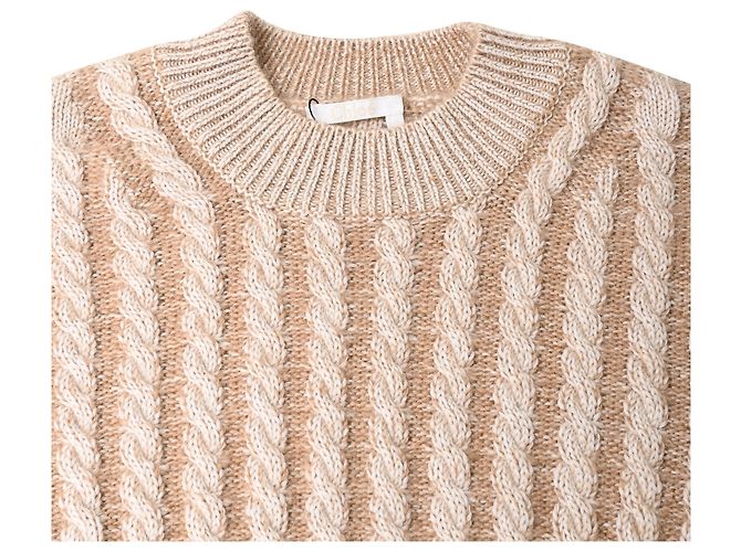 Suéter de lana beige de punto trenzado Chloé - vista 5