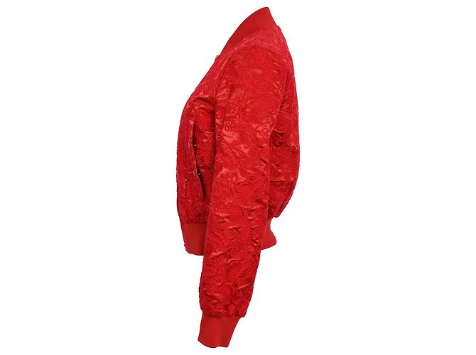 Giacca bomber reversibile in broccato Moncler in poliestere rosso - vista 2