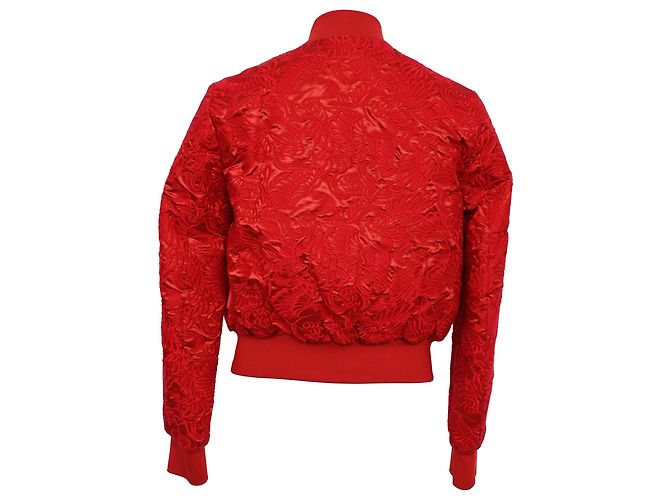 Giacca bomber reversibile in broccato Moncler in poliestere rosso - vista 3