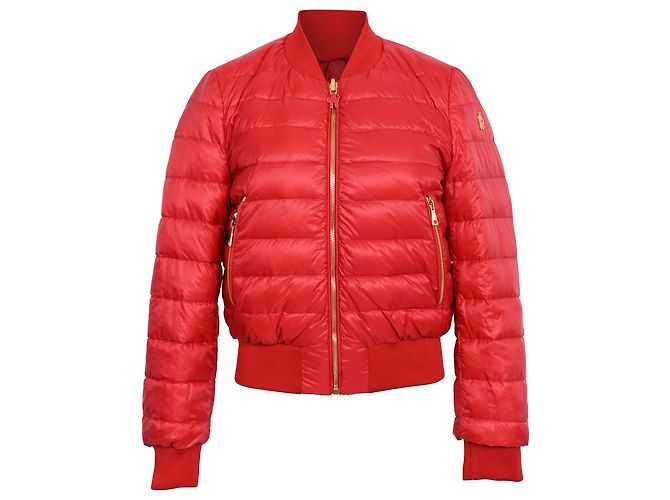 Giacca bomber reversibile in broccato Moncler in poliestere rosso - vista 4