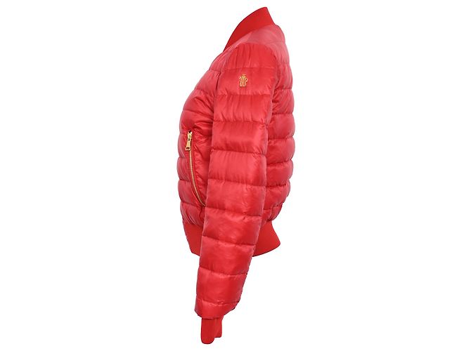 Giacca bomber reversibile in broccato Moncler in poliestere rosso - vista 5
