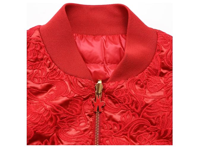 Giacca bomber reversibile in broccato Moncler in poliestere rosso - vista 8