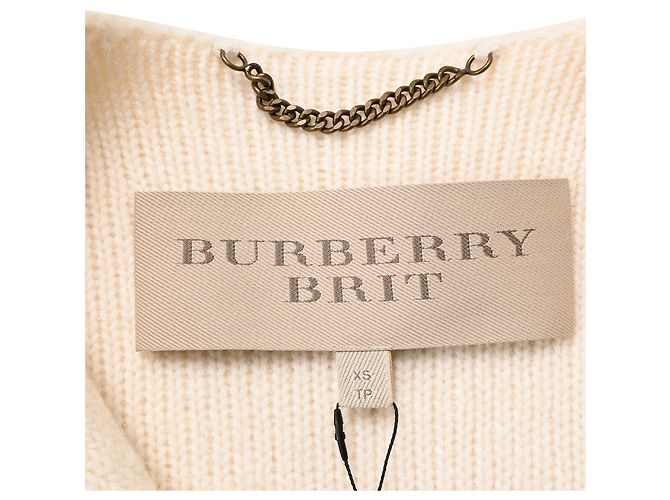 Abrigo de shearling Burberry Brit en lana crema Blanco Crudo - vista 4