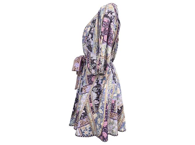 Abito Mini con Stampa Floreale Celestiale Zimmermann in Lino Multicolore - vista 2