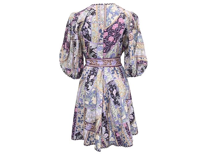 Abito Mini con Stampa Floreale Celestiale Zimmermann in Lino Multicolore - vista 3