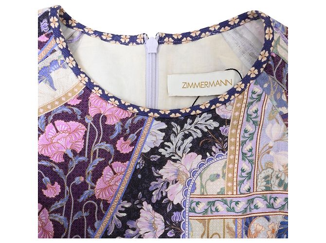 Abito Mini con Stampa Floreale Celestiale Zimmermann in Lino Multicolore - vista 4