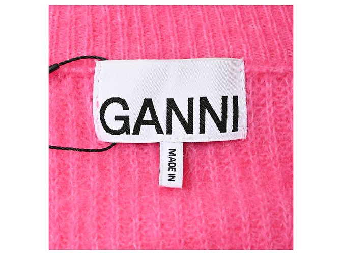 Ganni Strickjacke aus rosa Wolle mit Kristallknöpfen Pink - Ansicht 4