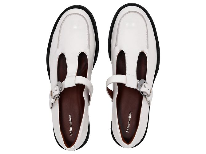 Reformation Mary Jane Flats in Pelle Bianca Bianco Crudo - vista 6