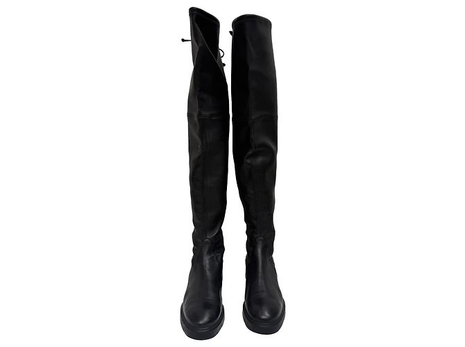 Bottes au-dessus du genou Lowland de Stuart Weitzman en cuir noir - vue 2