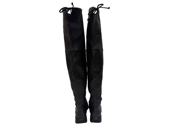 Bottes au-dessus du genou Lowland de Stuart Weitzman en cuir noir - vue 3