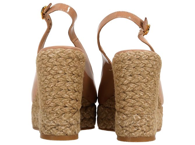 Stuart Weitzman Island Slingback Espadrille Sandalen aus beigem Lackleder - Ansicht 3