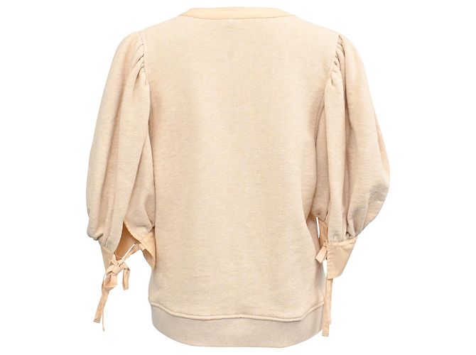 Blusa de manga abullonada de punto Ulla Johnson Pia en algodón crema Blanco Crudo - vista 3