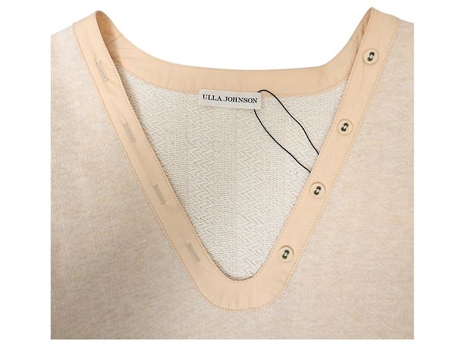 Blusa de manga abullonada de punto Ulla Johnson Pia en algodón crema Blanco Crudo - vista 4