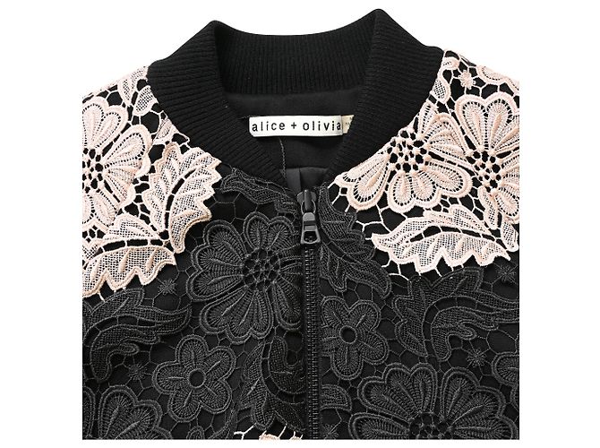 Felisa Spitzen-Bomberjacke von Alice + Olivia aus schwarzem Polyester - Ansicht 5