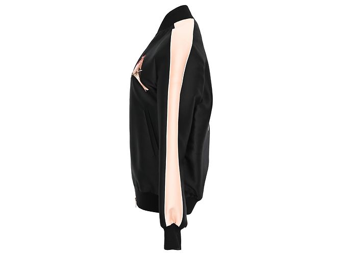 Stella Mc Cartney Chaqueta Bomber Bordada con Pájaros en Algodón Negro Stella McCartney - vista 2