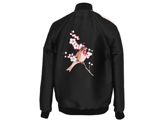 Stella Mc Cartney Chaqueta Bomber Bordada con Pájaros en Algodón Negro Stella McCartney - vista 3