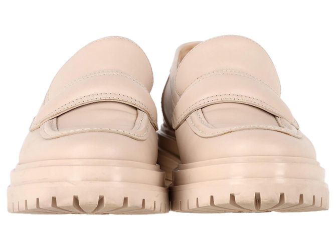 Gianvito Rossi Platform Loafers  in Nude Leather Brown Flesh - view 2