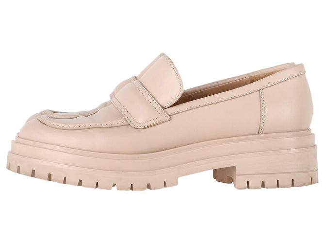 Gianvito Rossi Platform Loafers  in Nude Leather Brown Flesh - view 4