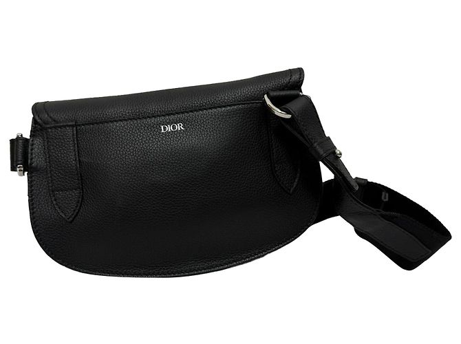 Pochette Messenger Saddle Dior in pelle di vitello grana nera Nero - vista 2