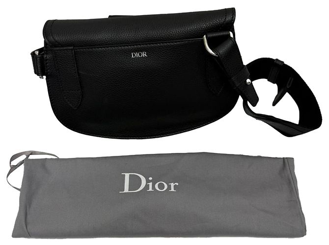 Pochette Messenger Saddle Dior in pelle di vitello grana nera Nero - vista 4