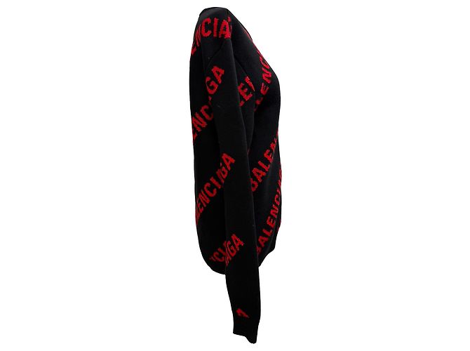Everyday Schwarzer Baumwollpullover mit Allover-Logo von Balenciaga - Ansicht 2