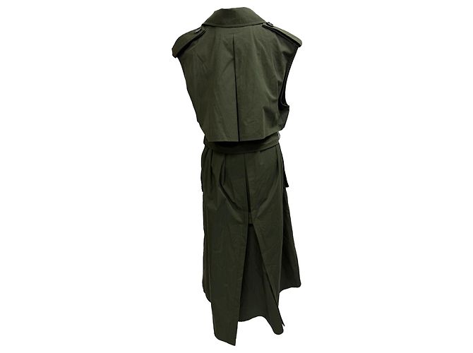 Abrigo trench sin mangas de doble botonadura Bottega Veneta en algodón oliva Verde Verde oliva - vista 3