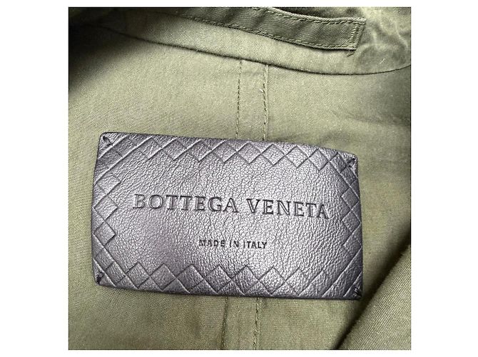 Abrigo trench sin mangas de doble botonadura Bottega Veneta en algodón oliva Verde Verde oliva - vista 4