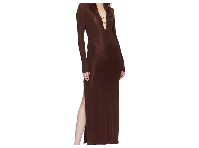 Autre Marque Braunes Viskose Netzkleid - Ansicht 2
