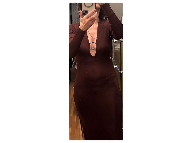 Autre Marque Braunes Viskose Netzkleid - Ansicht 5