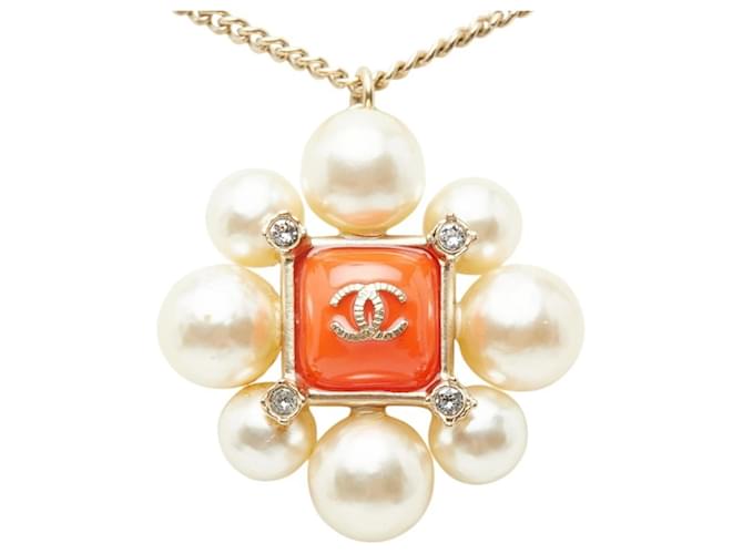 Collana in strass Chanel Coco Mark D'oro Arancione - vista 2