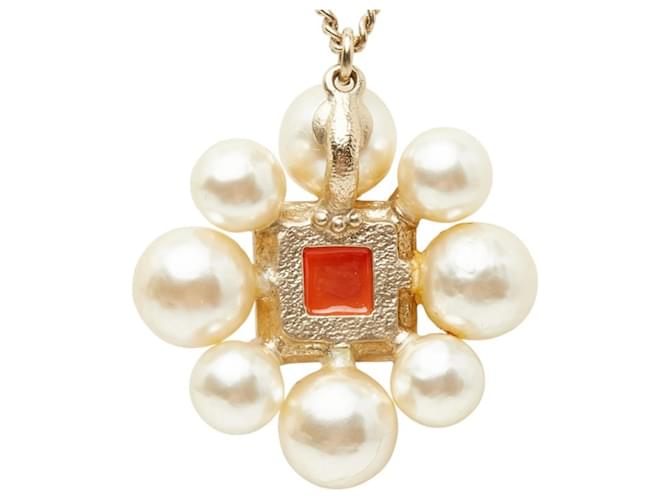 Collana in strass Chanel Coco Mark D'oro Arancione - vista 3