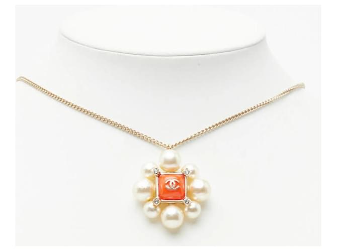 Collana in strass Chanel Coco Mark D'oro Arancione - vista 7