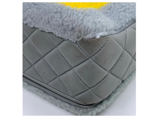 Chanel Borsa a Catena Cf Jumbo Grigia Lana e Pelle Grigio - vista 10