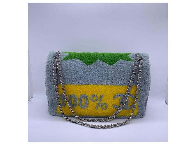 Chanel Borsa a Catena Cf Jumbo Grigia Lana e Pelle Grigio - vista 3