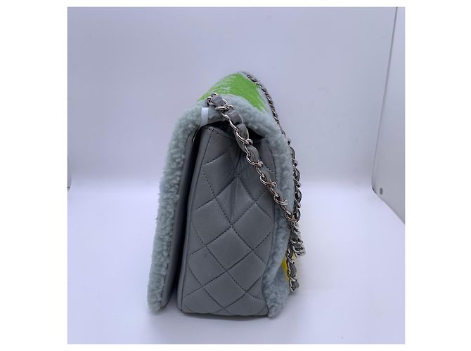 Chanel Borsa a Catena Cf Jumbo Grigia Lana e Pelle Grigio - vista 4