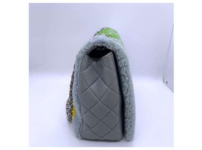 Chanel Borsa a Catena Cf Jumbo Grigia Lana e Pelle Grigio - vista 5