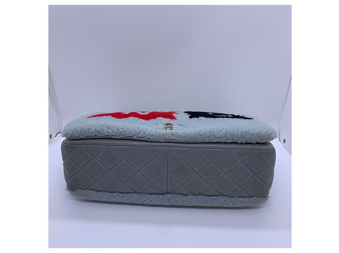 Chanel Borsa a Catena Cf Jumbo Grigia Lana e Pelle Grigio - vista 7
