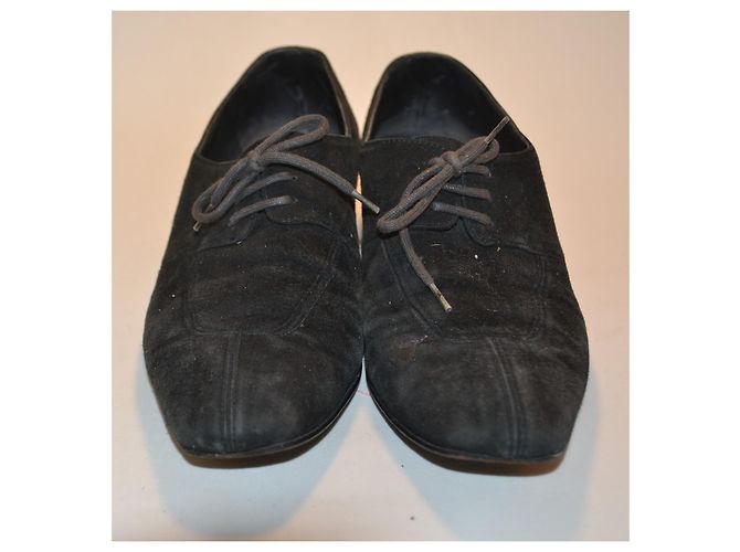 Derbies Prada en daim noir - vue 2