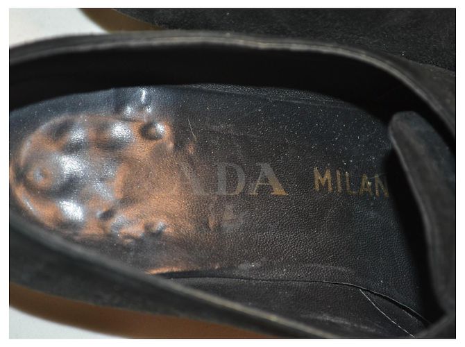 Derbies Prada en daim noir - vue 6