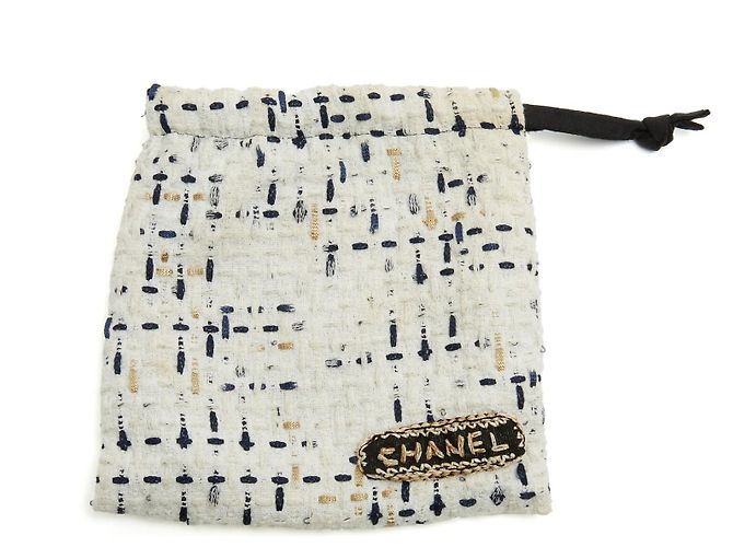 Set Chouchou Chanel Fascia per Capelli Tweed Bianco Nero CC Crudo - vista 4