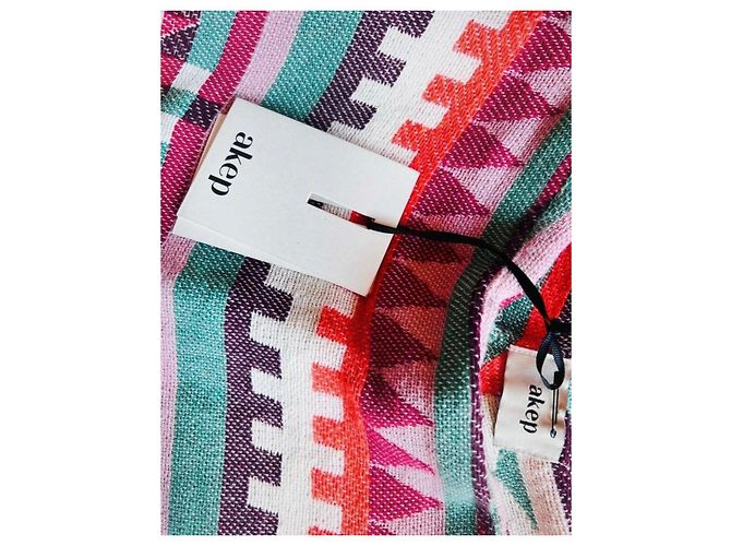 Autre Marque Kurze Wollrock mit geometrischem Muster Pink Rot Mehrfarben Beige Grün Orange - Ansicht 5