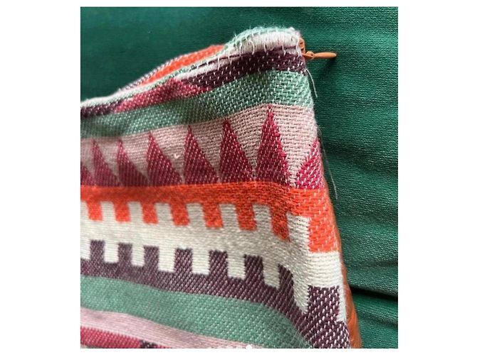 Autre Marque Kurze Wollrock mit geometrischem Muster Pink Rot Mehrfarben Beige Grün Orange - Ansicht 7