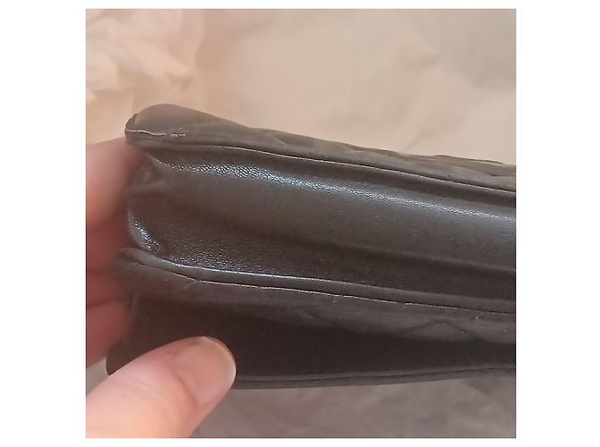 Wallet On Chain Cartera Chanel con cadena de piel de cordero negro - vista 14