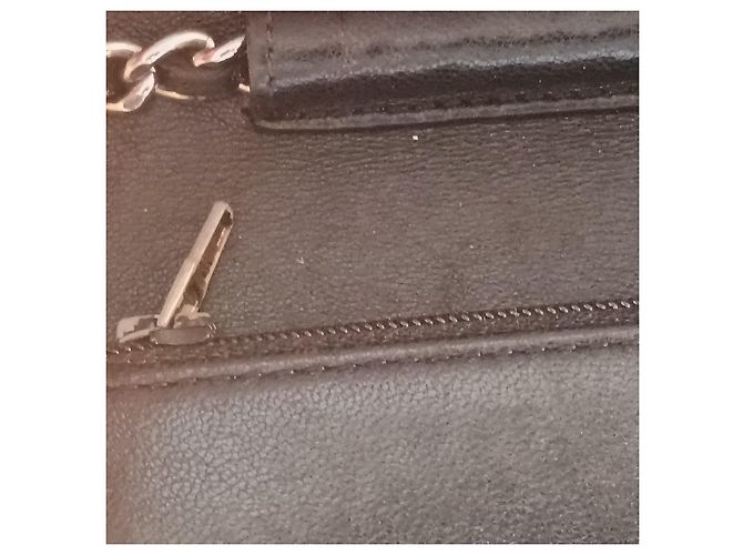 Wallet On Chain Cartera Chanel con cadena de piel de cordero negro - vista 18