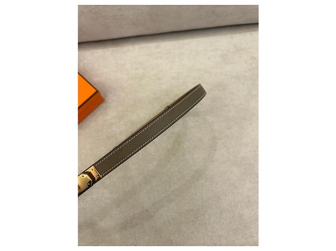 Hermès Kelly 18 Gürtel Epsom Kalbsleder Étoupe Roségold Grau - Ansicht 3