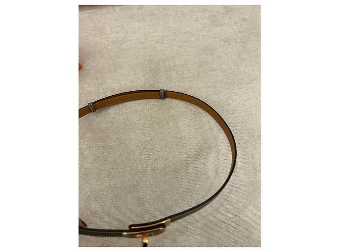 Hermès Kelly 18 Gürtel Epsom Kalbsleder Étoupe Roségold Grau - Ansicht 5